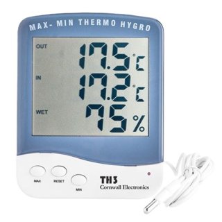 Thermo-Hygrometer Cornwall Electronics TH3 mit gro&szlig;em Display &amp; externer Sonde 