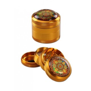 Black Leaf Alugrinder Mandala 4 teilig &Oslash; 50 mm - amber