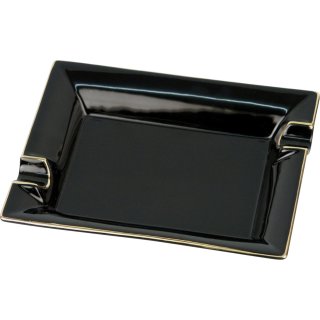 Aschenbecher Porzellan schwarz/Goldrrand 2 Ablagen 21 x 17 cm