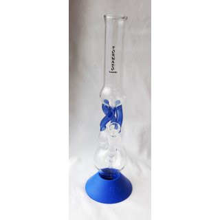 Plaisir Glasbong Tornado mit 2 x Bowl und Kickloch rechts 440 x 50 x 3,2 mm 18,8er - blau