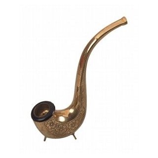 Metallpfeife Brass Pipe Large geschwungen ca. 15 cm