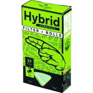 Hybrid Supreme Filters Zellstoff/Aktivkohle &Oslash; 6,4 mm L&auml;nge 30 mm 33 St&uuml;ck inkl. Rolls 4 Meter