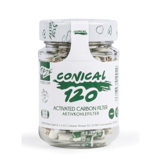 Purize Aktivkohlefilter konisch Conical XTRA Slim im Glas 120 Stk. &Oslash; 5,,9 mm wei&szlig;