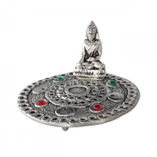 R&auml;ucherst&auml;bchen Halter Metall Buddha &Oslash; ca. 110 mm silber