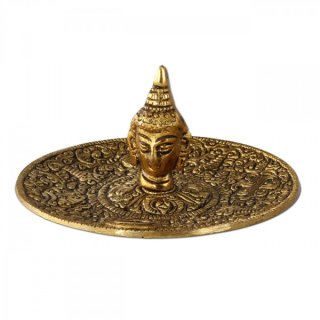 R&auml;ucherst&auml;bchen Halter Metall Buddhakopf &Oslash; ca. 110 mm golden