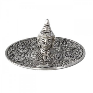 R&auml;ucherst&auml;bchen Halter Metall Buddhakopf &Oslash; ca. 110 mm silber